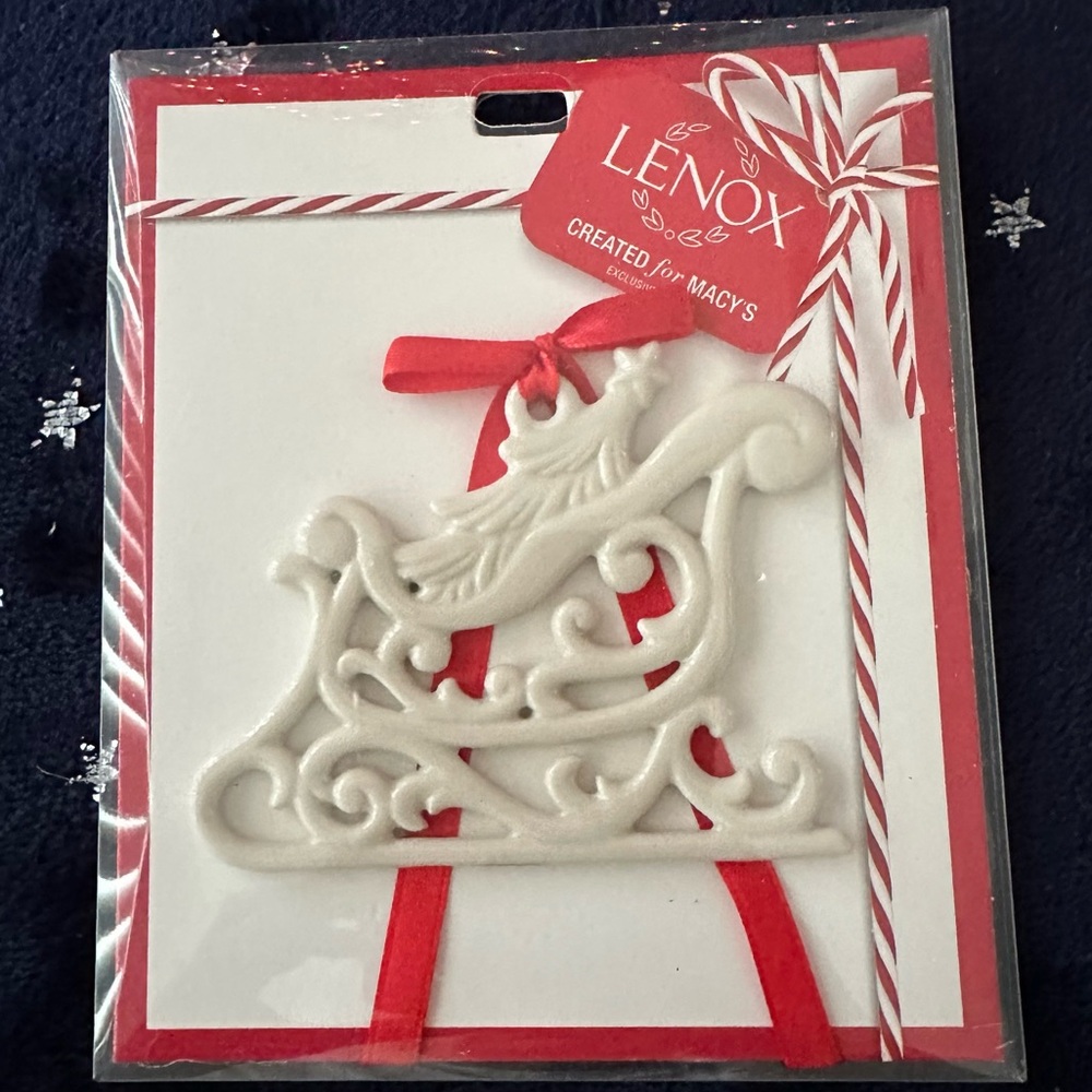 Lenox Ivory Pierced Sleigh Charm Ornament